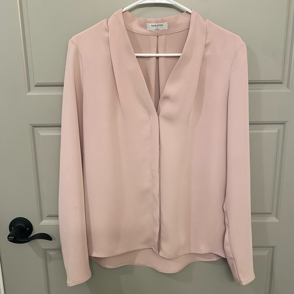 Babaton ‘Power’ Long Sleeve Mauve / Light Pink Blouse